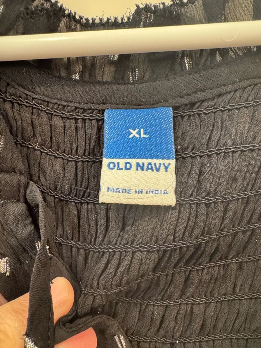 Old Navy Black Polka Dot Smocked Yoke Blouse - Women - Picture 2 of 5